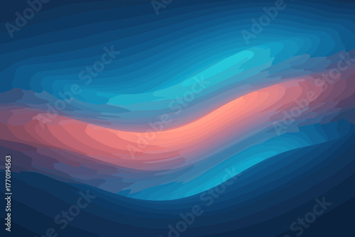Through gradient harmony glowstream blue layered atmospheric light coral vector fading illustration