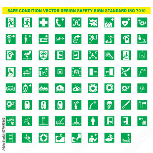 set of  safe condition vector design safety sign standard ISO 7010