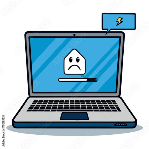 a laptop with a window showing an alert after