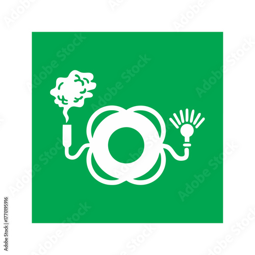Lifebuoy with light and smoke vector design safety sign standard ISO 7010