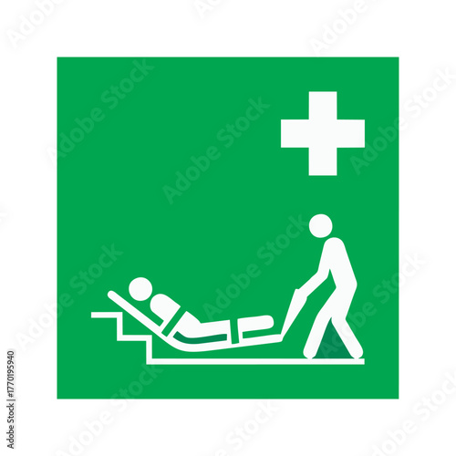 Evacuation mattress vector design safety sign standard ISO 7010