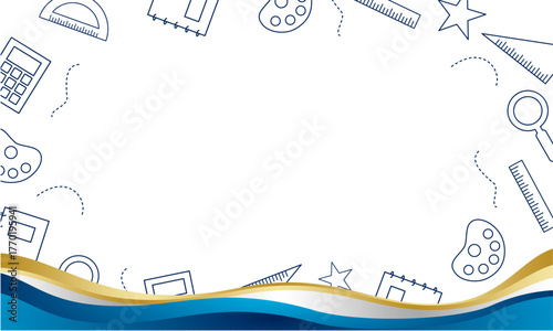Blue Gold Education Wave Background Template 