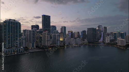 Wallpaper Mural Aerial hyperlapse of Downtown Miami Brickell skyline at sunset. Best Miami aerial shot	
 Torontodigital.ca