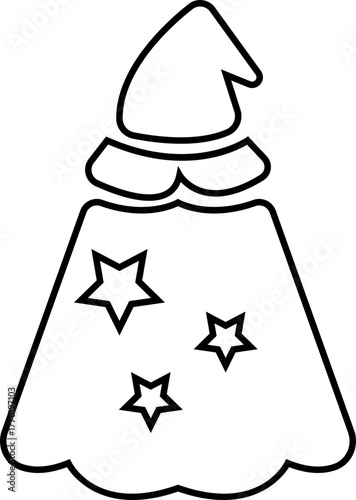 Fantasy cape icon , vectors of magical headwear, wizard hats, fairy tale crowns, silhouette with stylized cape aesthetic sorcerer helmets, enchanted accessories, and mythical costume elements for game