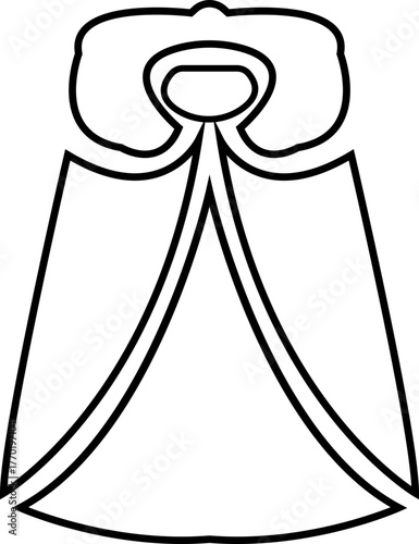 Fantasy cape icon , vectors of magical headwear, wizard hats, fairy tale crowns, silhouette with stylized cape aesthetic sorcerer helmets, enchanted accessories, and mythical costume elements for game