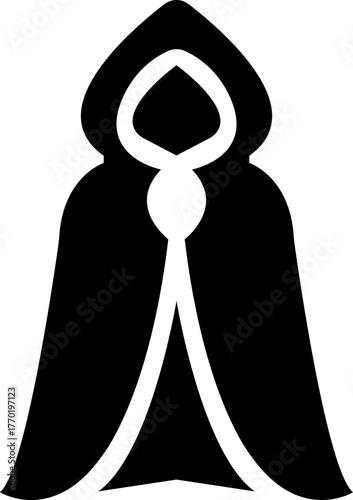 Fantasy cape icon , vectors of magical headwear, wizard hats, fairy tale crowns, silhouette with stylized cape aesthetic sorcerer helmets, enchanted accessories, and mythical costume elements for game