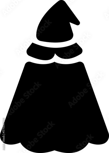 Fantasy cape icon , vectors of magical headwear, wizard hats, fairy tale crowns, silhouette with stylized cape aesthetic sorcerer helmets, enchanted accessories, and mythical costume elements for game