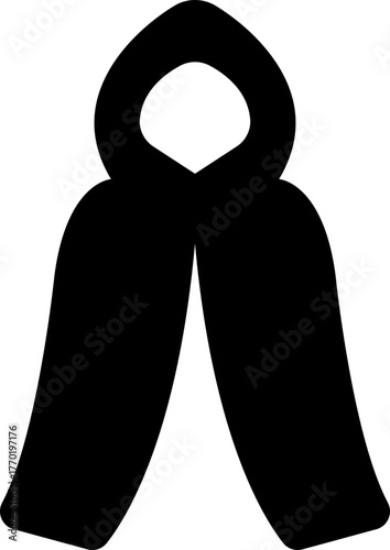 Fantasy cape icon , vectors of magical headwear, wizard hats, fairy tale crowns, silhouette with stylized cape aesthetic sorcerer helmets, enchanted accessories, and mythical costume elements for game