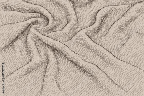 Wrinkled details sketch texture to folds loose shading fabric woven vector illustration