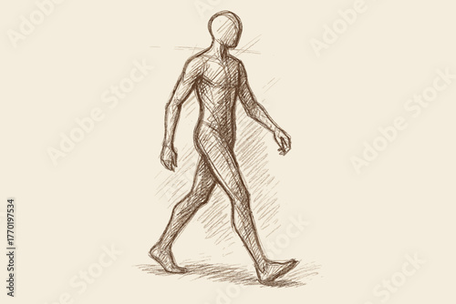 Hips vector figure across gestural hatching rough sketch light illustration draft depth