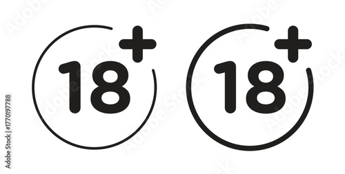 18 Plus icons set. Simple line vector illustration