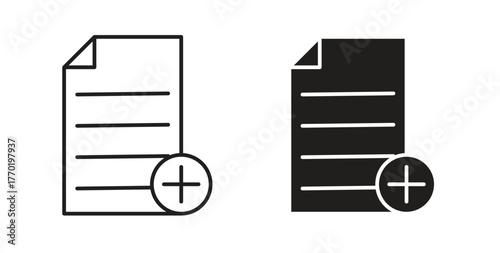 Add document icons set. Simple line vector illustration