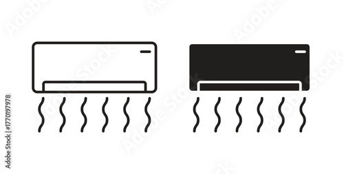 Air conditioner icons set. Simple line vector illustration