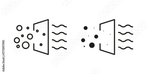 Air purification icons set. Simple line vector illustration