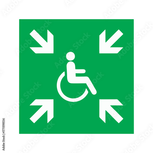 Evacuation temporary refuge vector design standart ISO 7010