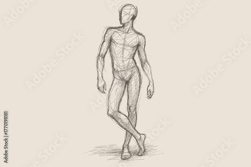Rough leg figure weight leaning illustration sketch expressive capturing vector relaxed