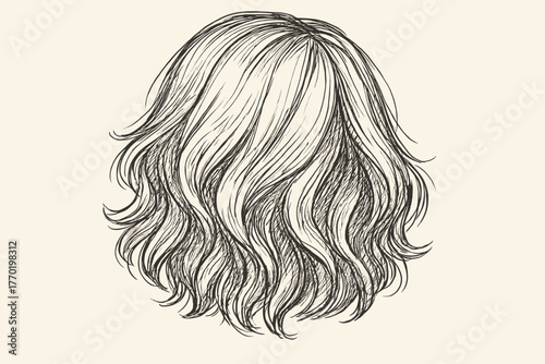 Arcs wavy illustration sketch hatching softness light vector lines contour hair
