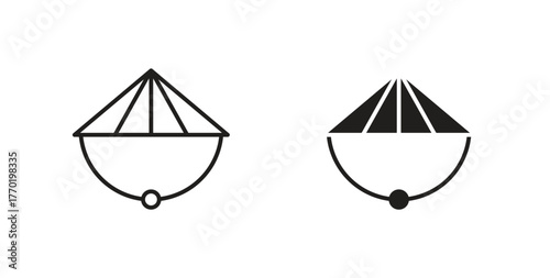 Bamboo hat icons set. Simple line vector illustration