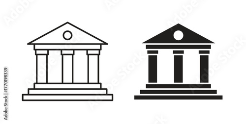 Bank icons set. Simple line vector illustration