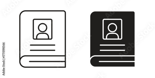 Biography icons set. Simple line vector illustration