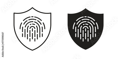 Biometric security icons set. Simple line vector illustration