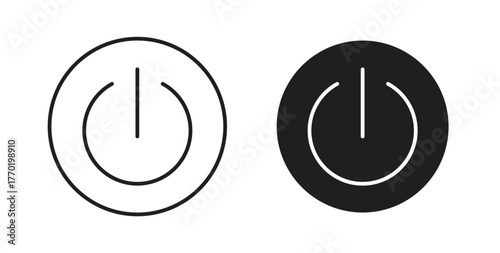Button on off icons set. Simple line vector illustration