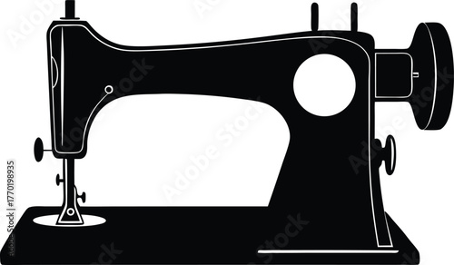  Vintage Sewing Machine Vector Illustration on Transparent Background for Tailoring and Craft Design Concepts