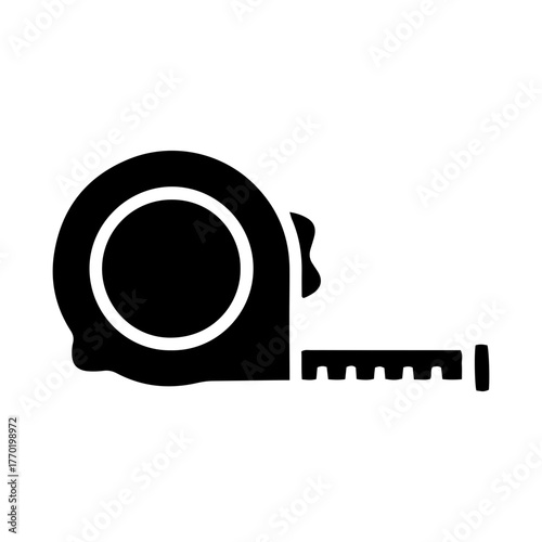 Black measuring tape icon on white background  