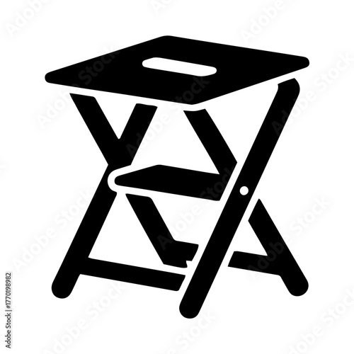 Folding stool with sturdy frame and rectangular seat design  