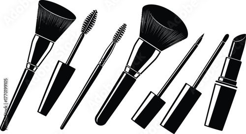 Makeup brushes and cosmetics vector illustration beauty products