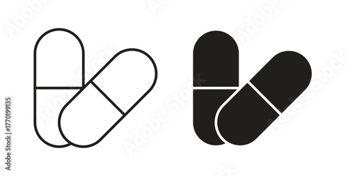 Capsule icons set. Simple line vector illustration