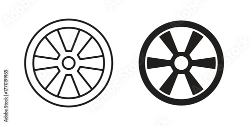 Car wheel icons set. Simple line vector illustration