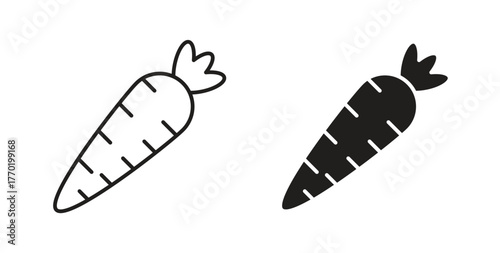 Carrot icons set. Simple line vector illustration