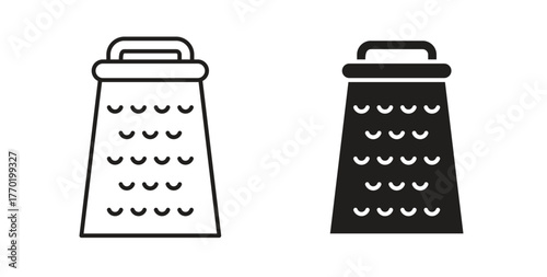 Cheese grater icons set. Simple line vector illustration