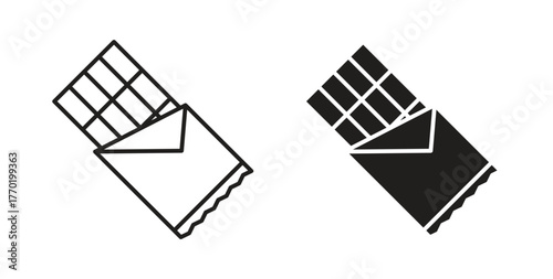 Chocolate icons set. Simple line vector illustration