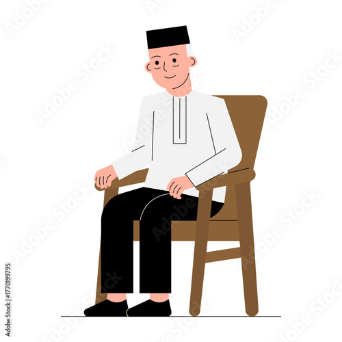 Elderly grandpa on lounge chair vector illustration calm indoor setting lifestyle