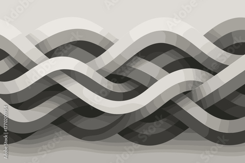 Precision vector forming horizontally flowing geometric illustration dimensional patterns strands flow wave