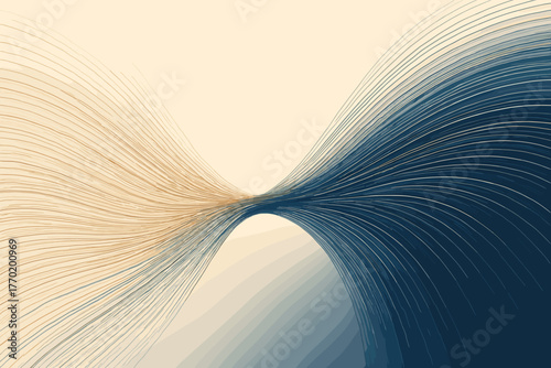 Strand toward to motion vector illustration converging navy harmony strands center from