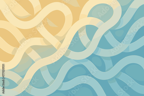 Illustration loops intertwined luminous adding tonal golden blue vector abstract pale wave