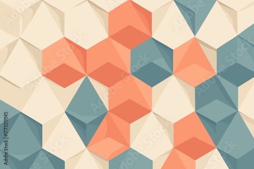 Illustration polygrid gradient vector structured triangular geometric coral ivory slate soft design