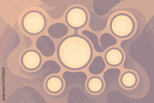 Vector structure fluid peach suspended geometry tones lilac circular sphereflow abstract illustration