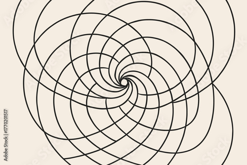 Patterns balanced pattern spatial motion circular geometric swirling circleflow network vector illustration