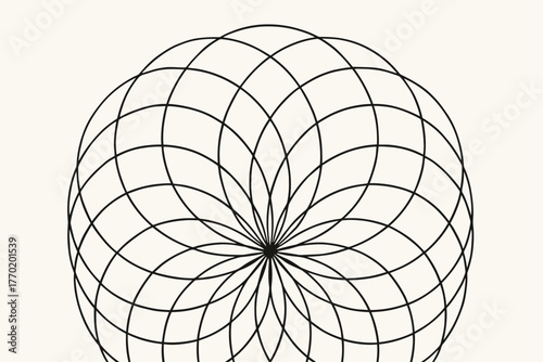 Vector circle overlapping radial forming illustration abstract flowing generating repetition geometry