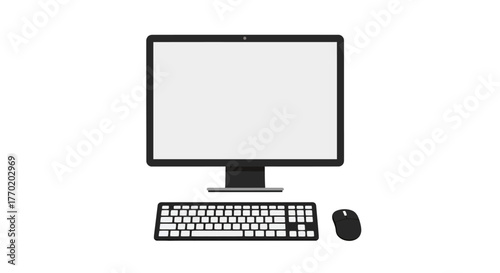 Modern computer setup with keyboard and mouse on a white background, a perfect visual for technology and digital content creation
