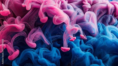 Colorful Ink Swirling in Water Creating Abstract Artistic Patterns in Slow Motion