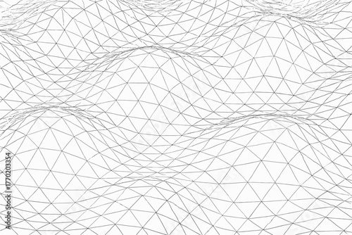 Connected wave undulating vector mesh illusion fluidity geometric illustration layered facets
