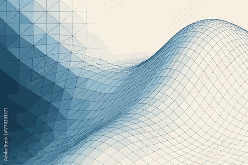 Surface illusion tessellated triangle illustration precise grid smooth vector geometric wave polywave