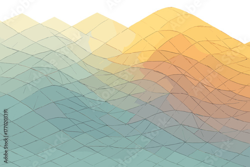 Tessellated polywave rhythmic field geometric harmony transparent polygons vector defining line illustration