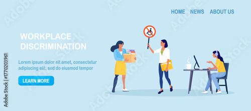 Discrimination and social prejudice against people with disabilities. Jobless person with prosthesis trying find job employers rejected of worker. Dismissal, career failure