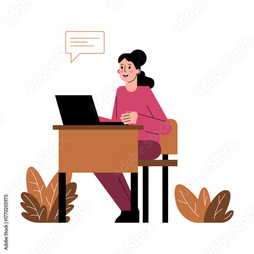 International education chat vector illustration online conversation classroom e learning discussion global students teacher knowledge sharing